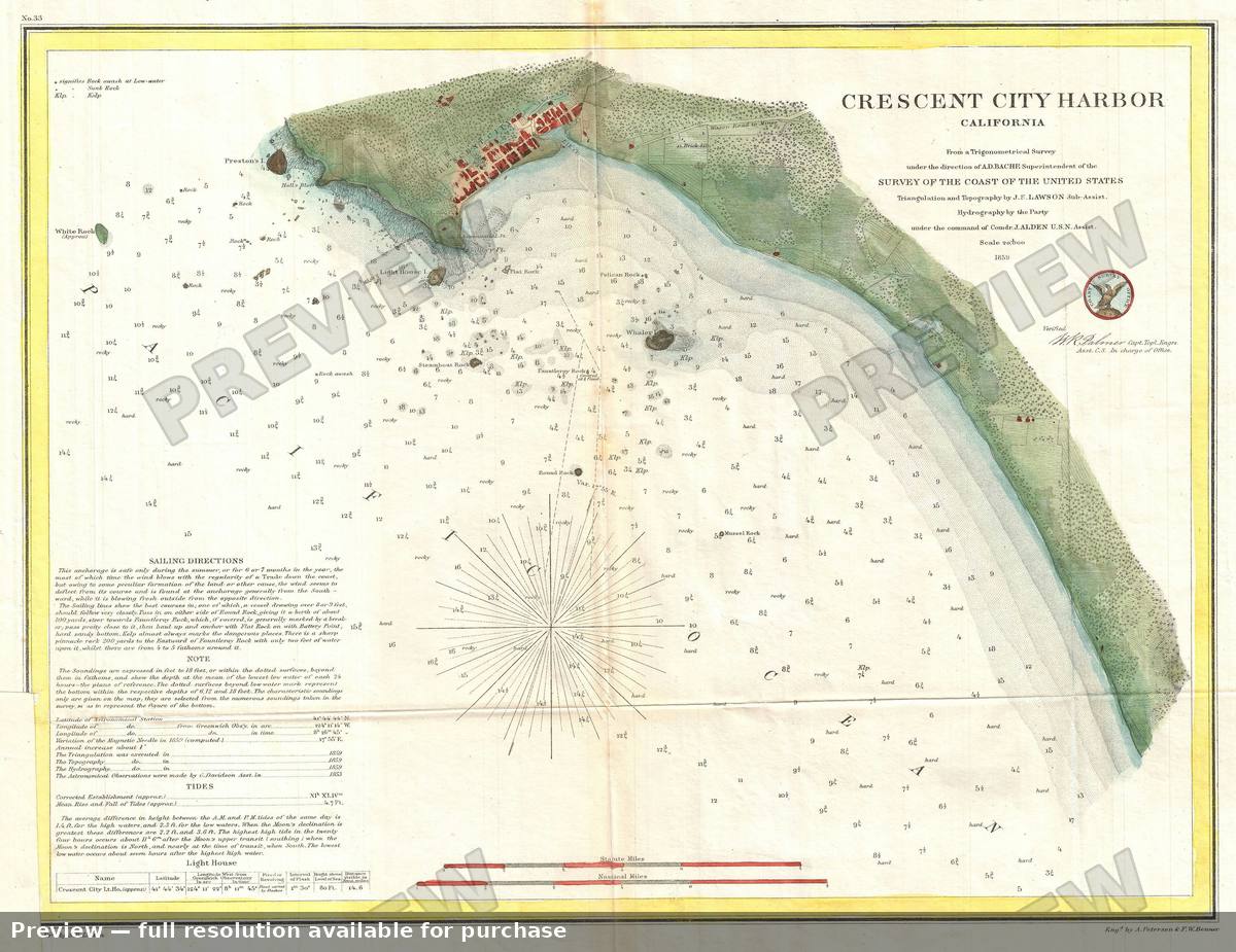 Antique map: Crescent City California, 1859, 1859