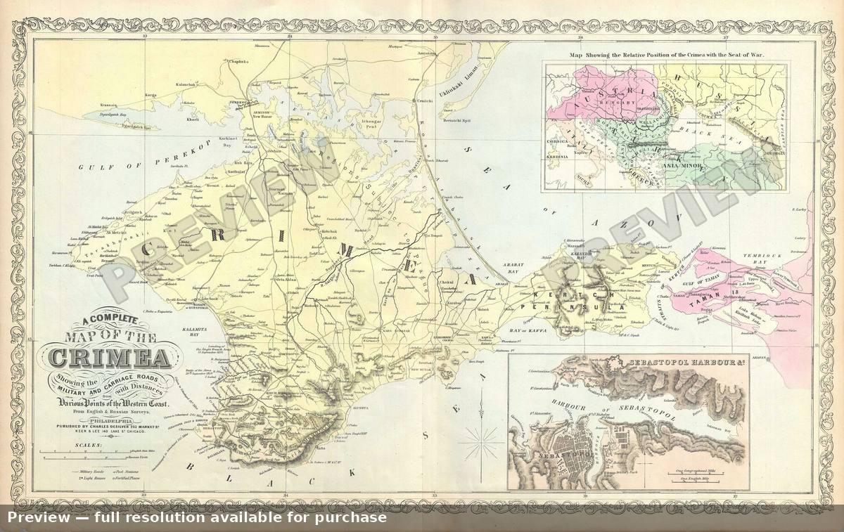 Antique map: Crimea, 1856, 1856