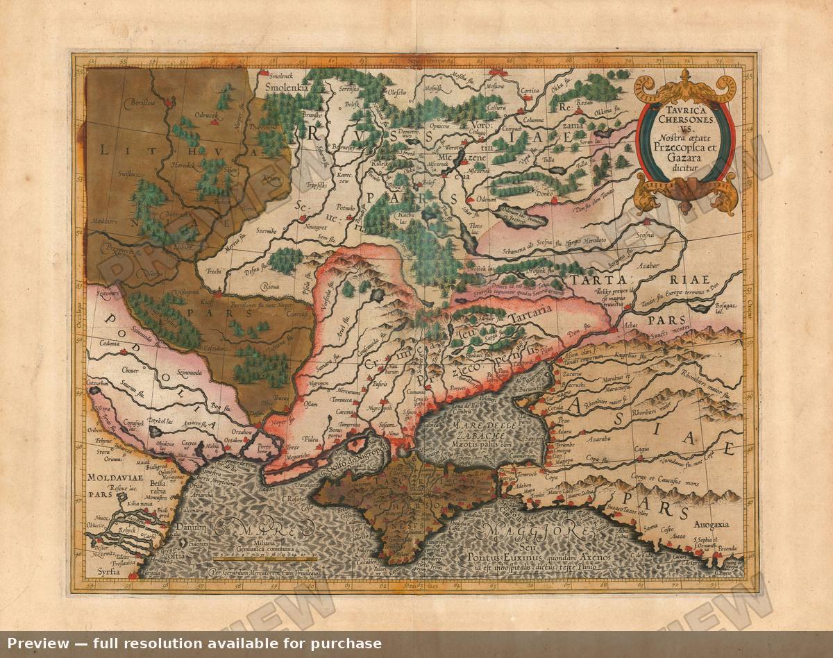 Antique map: Crimea, 1595