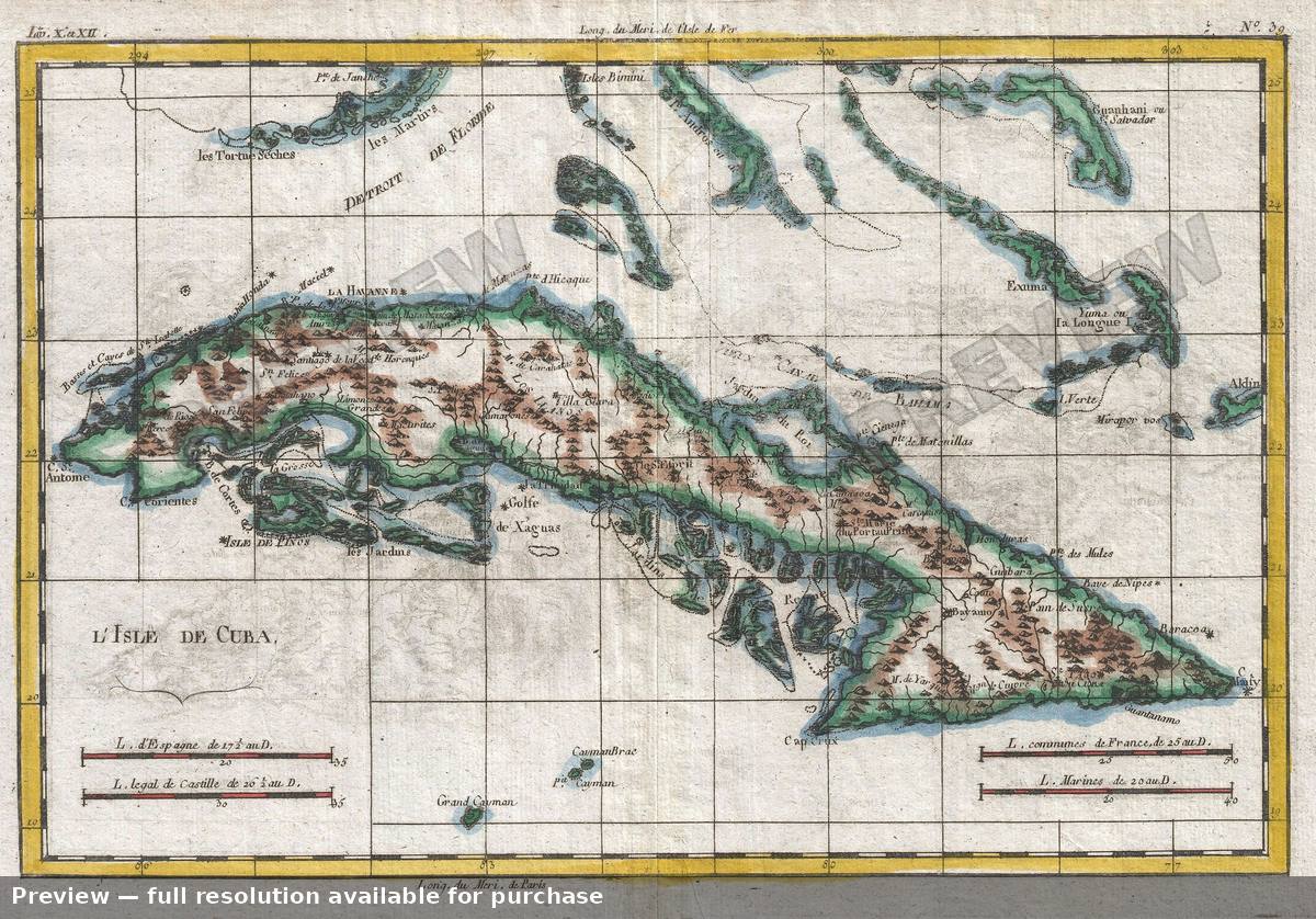 Antique map: Cuba, 1780, 1780
