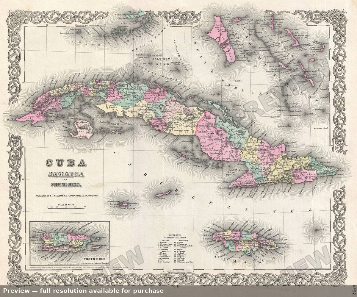 Antique map: Cuba, 1855