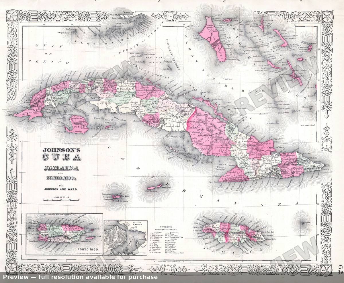 Antique map: Cuba, 1864