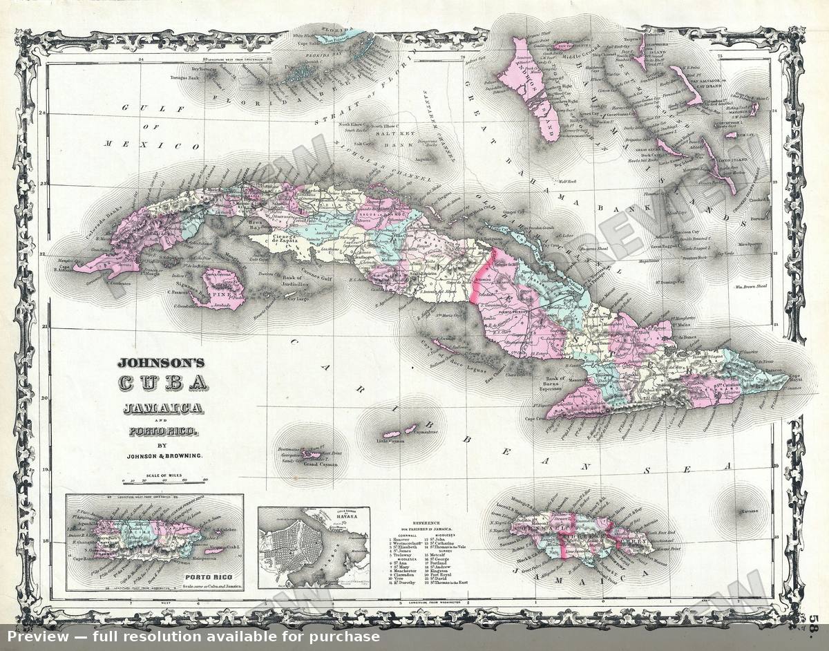 Antique map: Cuba, 1861