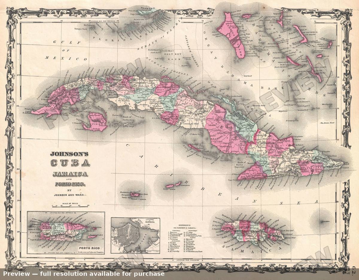 Antique map: Cuba, 1862, 1862