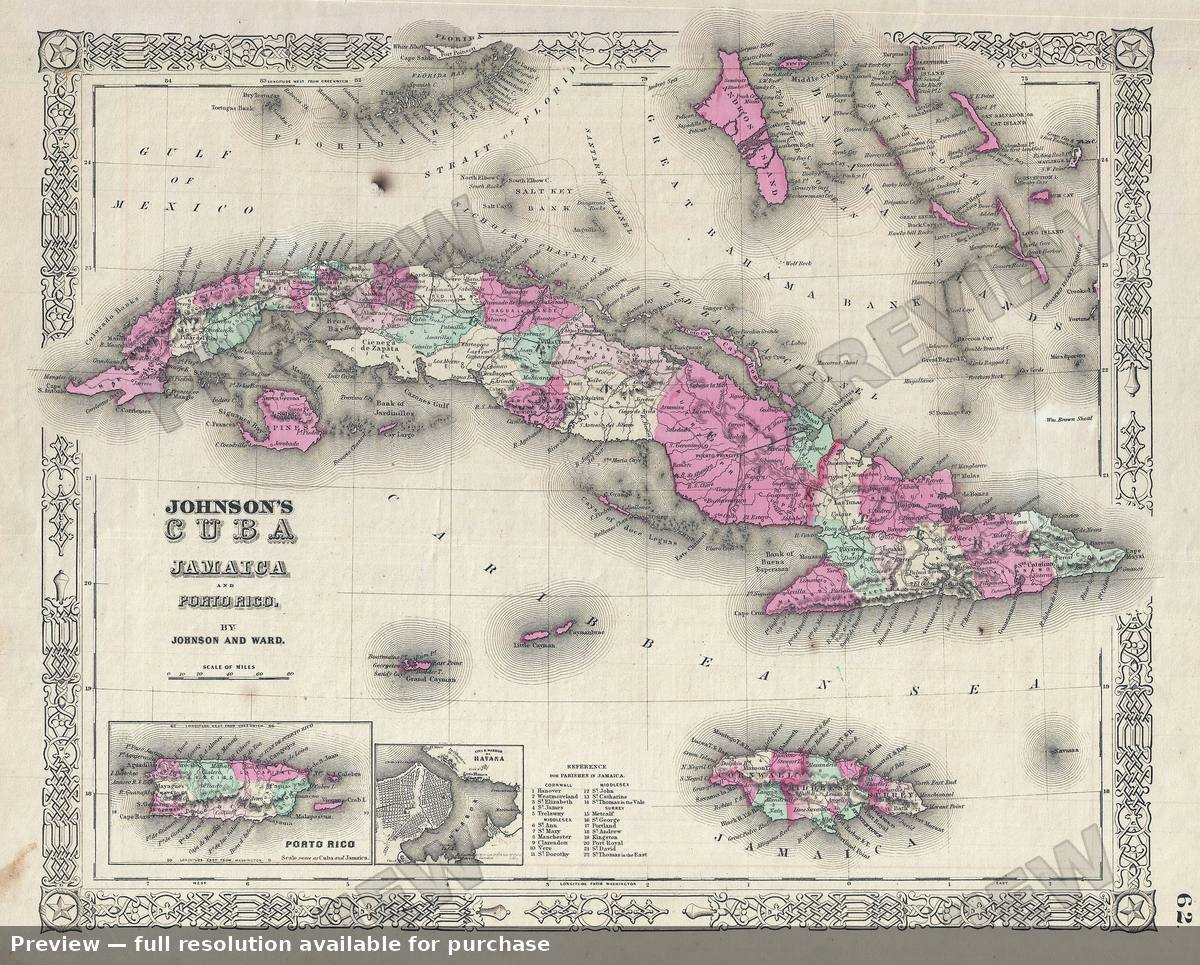 Antique map: Cuba, 1863