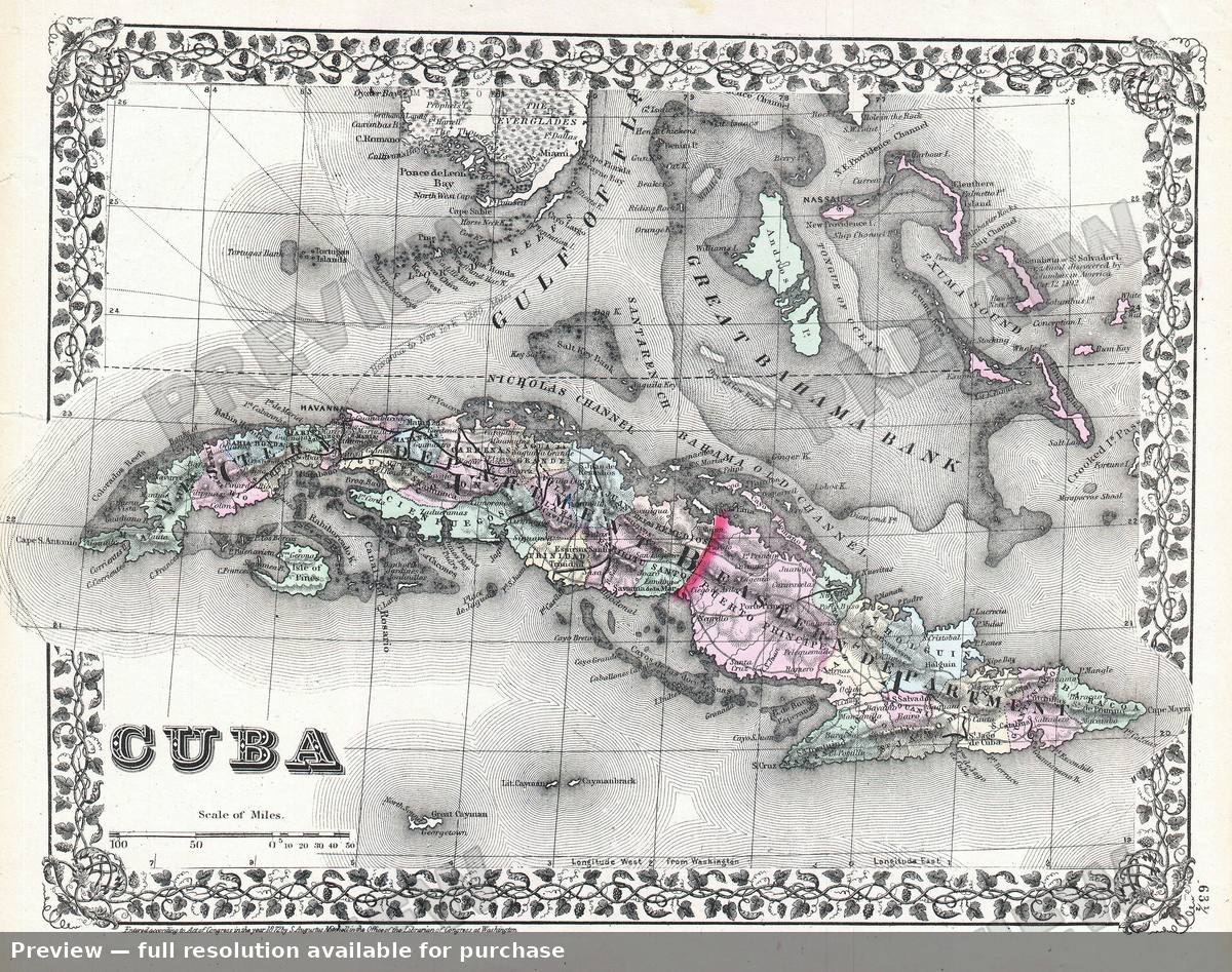 Antique map: Cuba, 1872