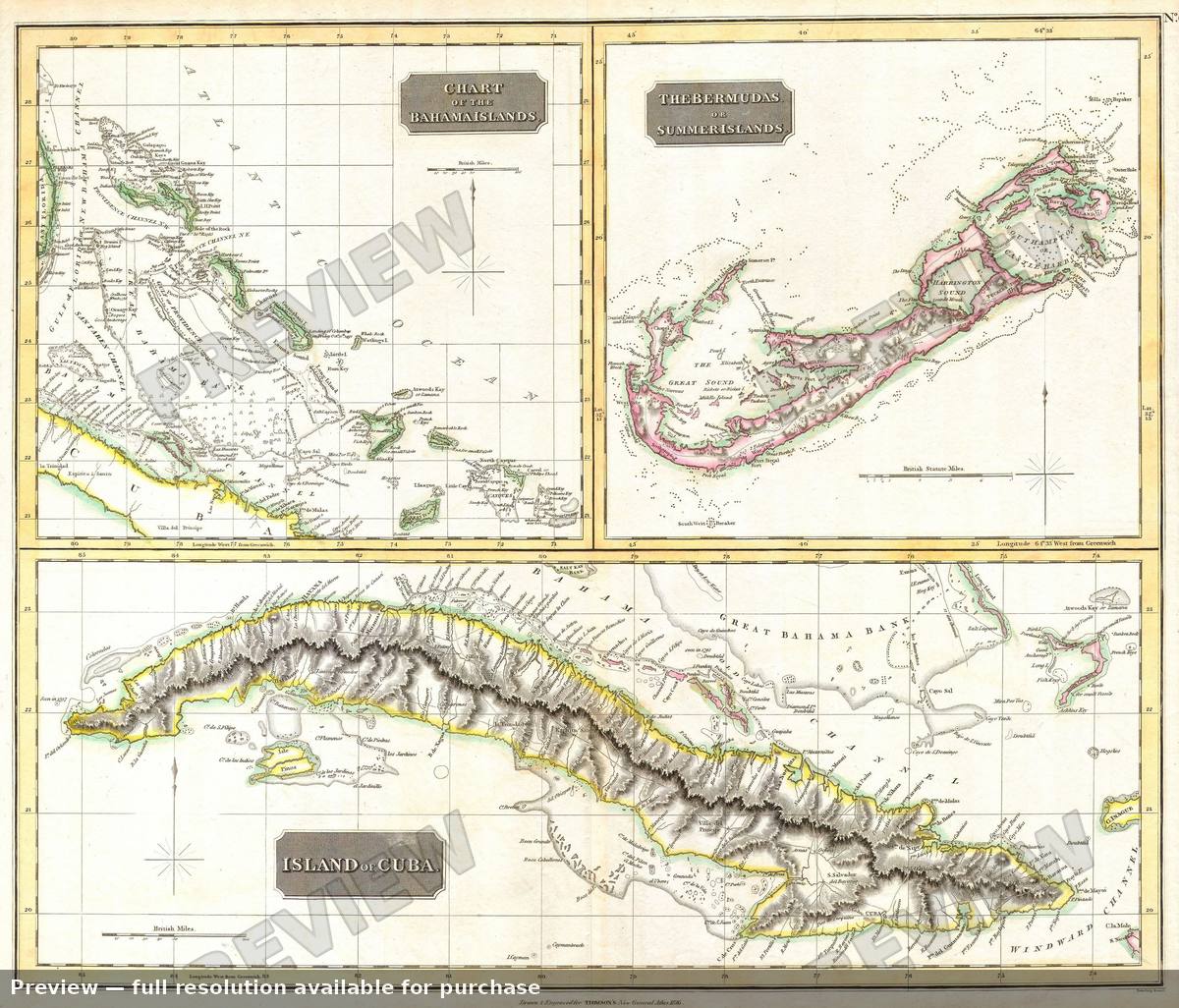 Antique map: Cuba, 1816