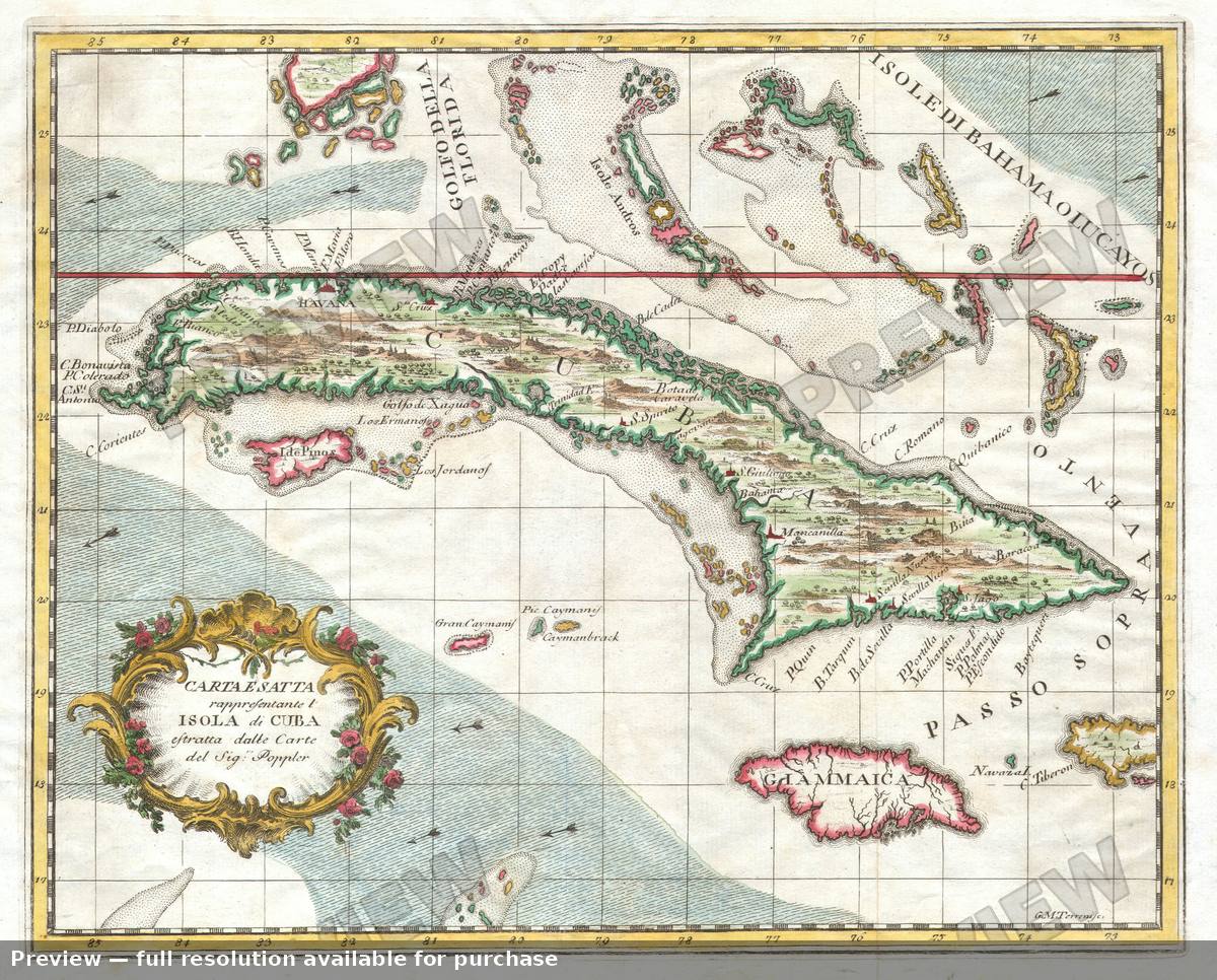 Antique map: Cuba, 1763