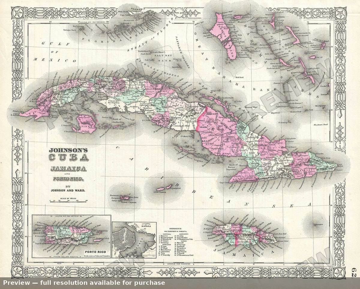 Antique map: Cuba 2, 1863