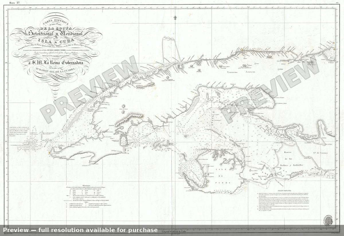 Antique map: Cuba West, 1837, 1837