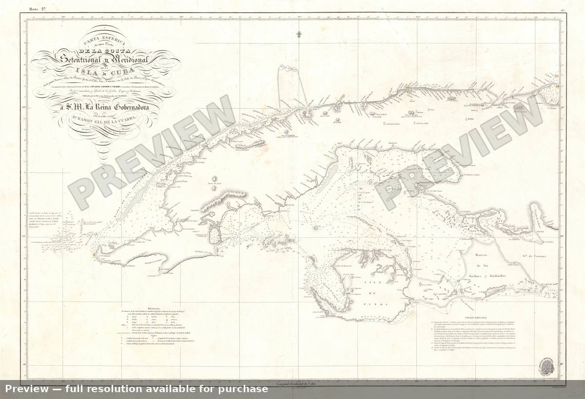 Antique map: Cuba West, 1854