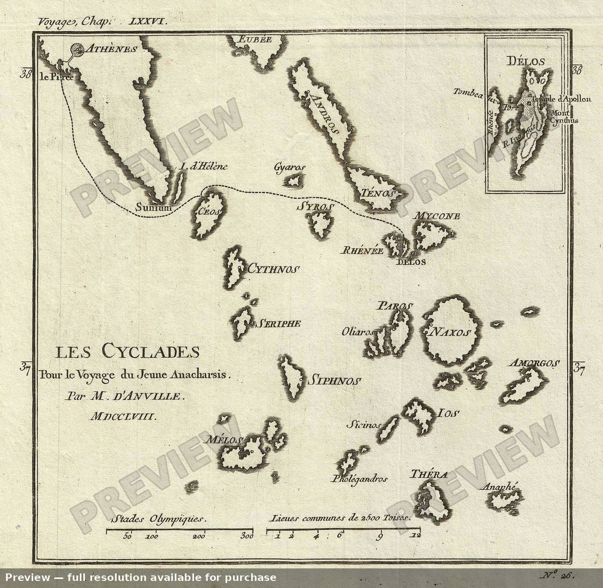 Antique map: Cyclades, 1791, 1791