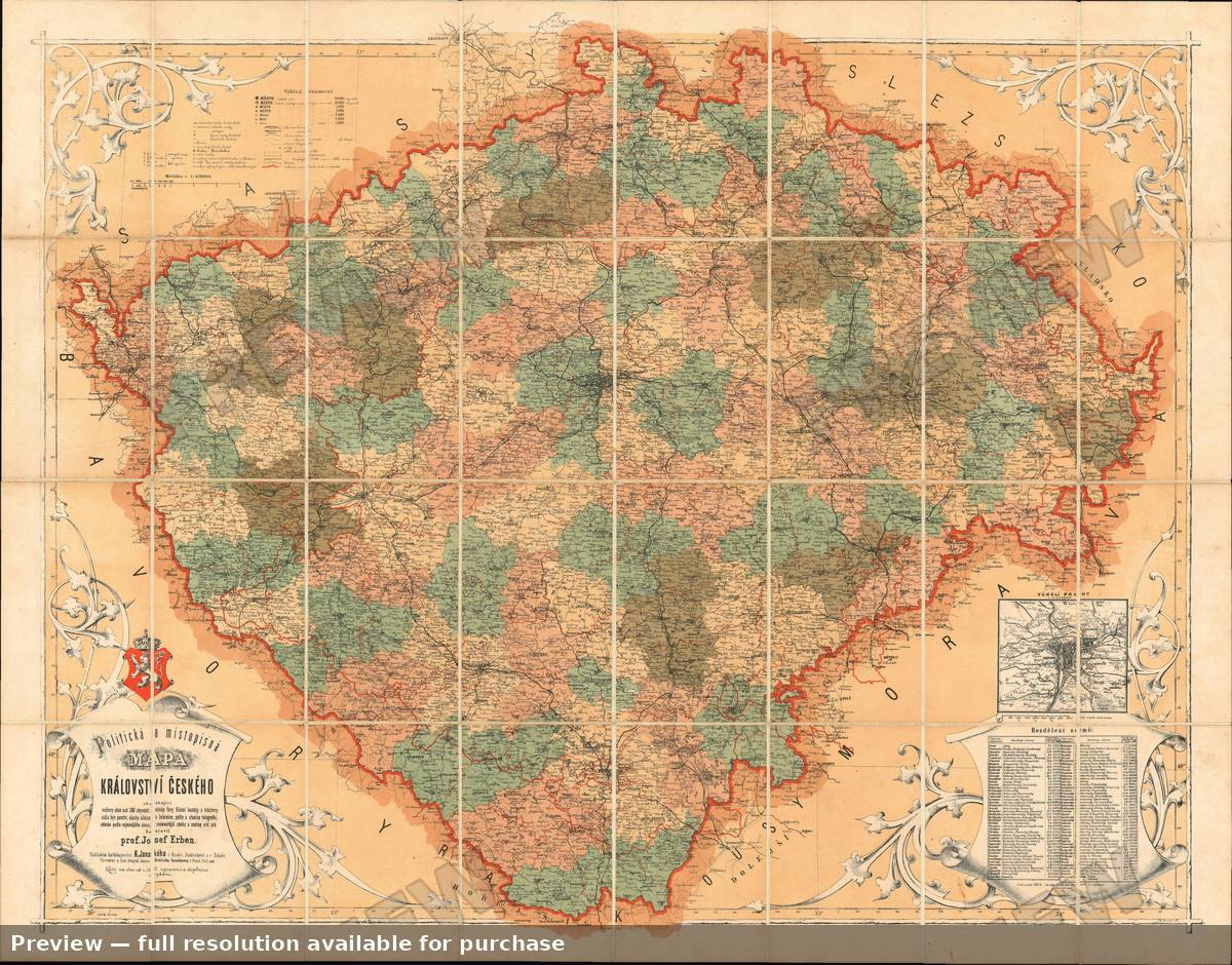 Antique map: Czech, 1872, 1872