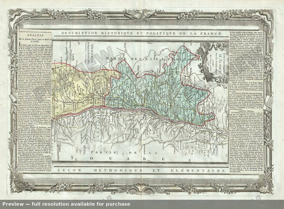 Antique map: D Alsace Grande Routes, 1786