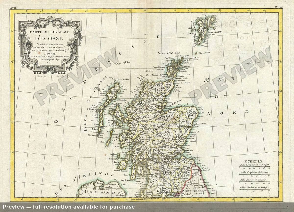 Antique map: D Ecosse, 1771, 1771
