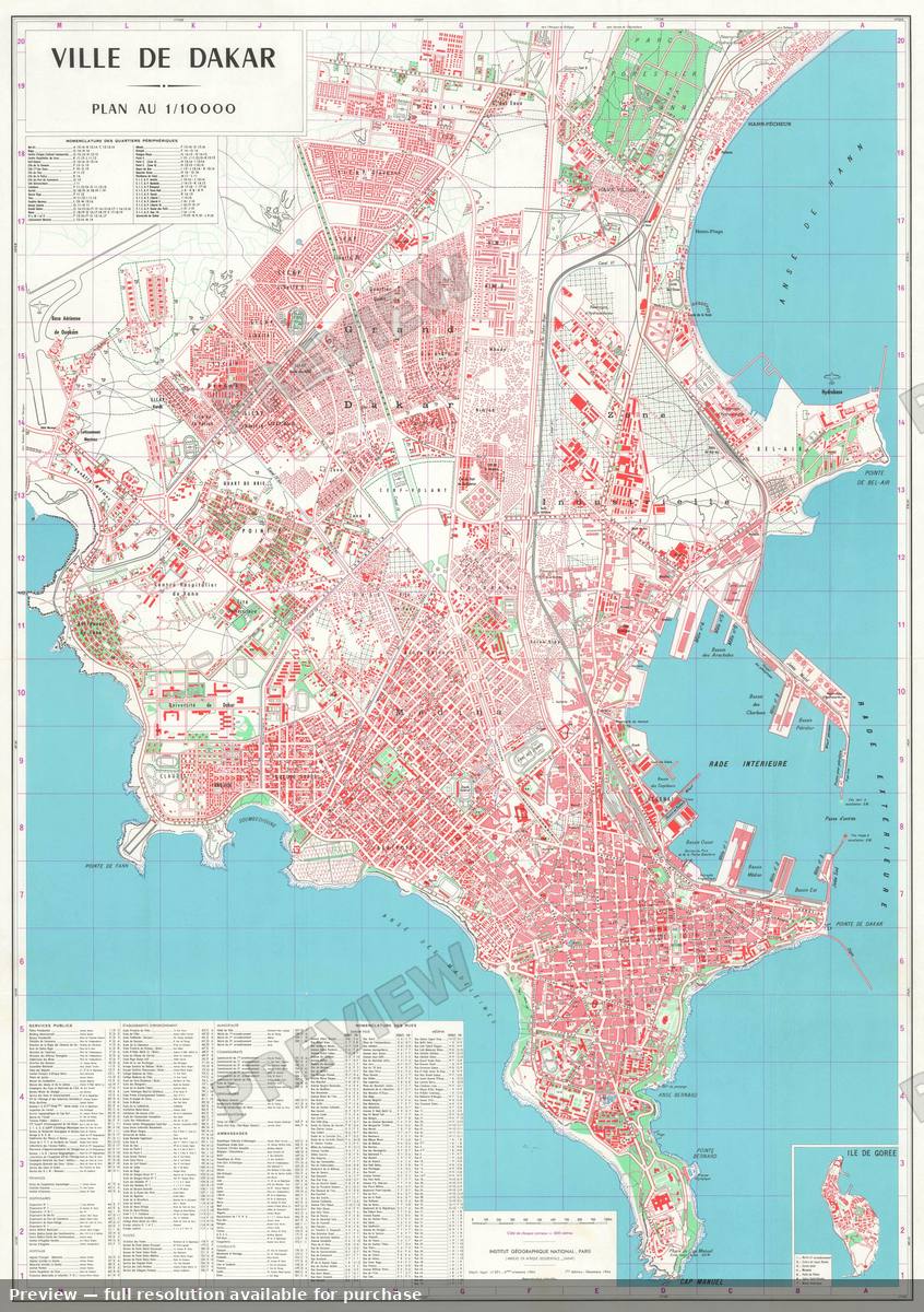 Antique map: Dakar, 1964