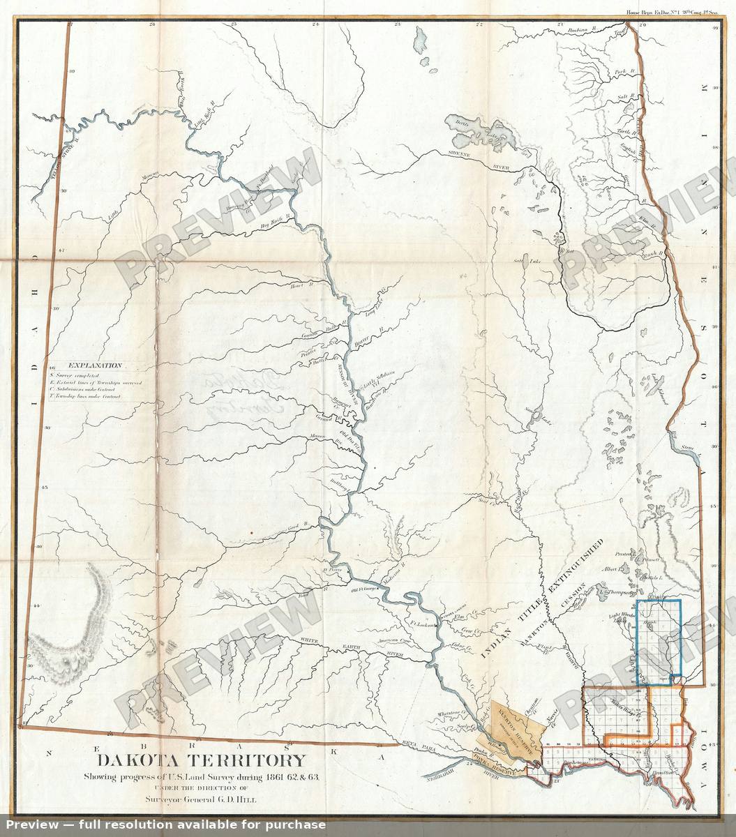 Antique map: Dakota, 1863