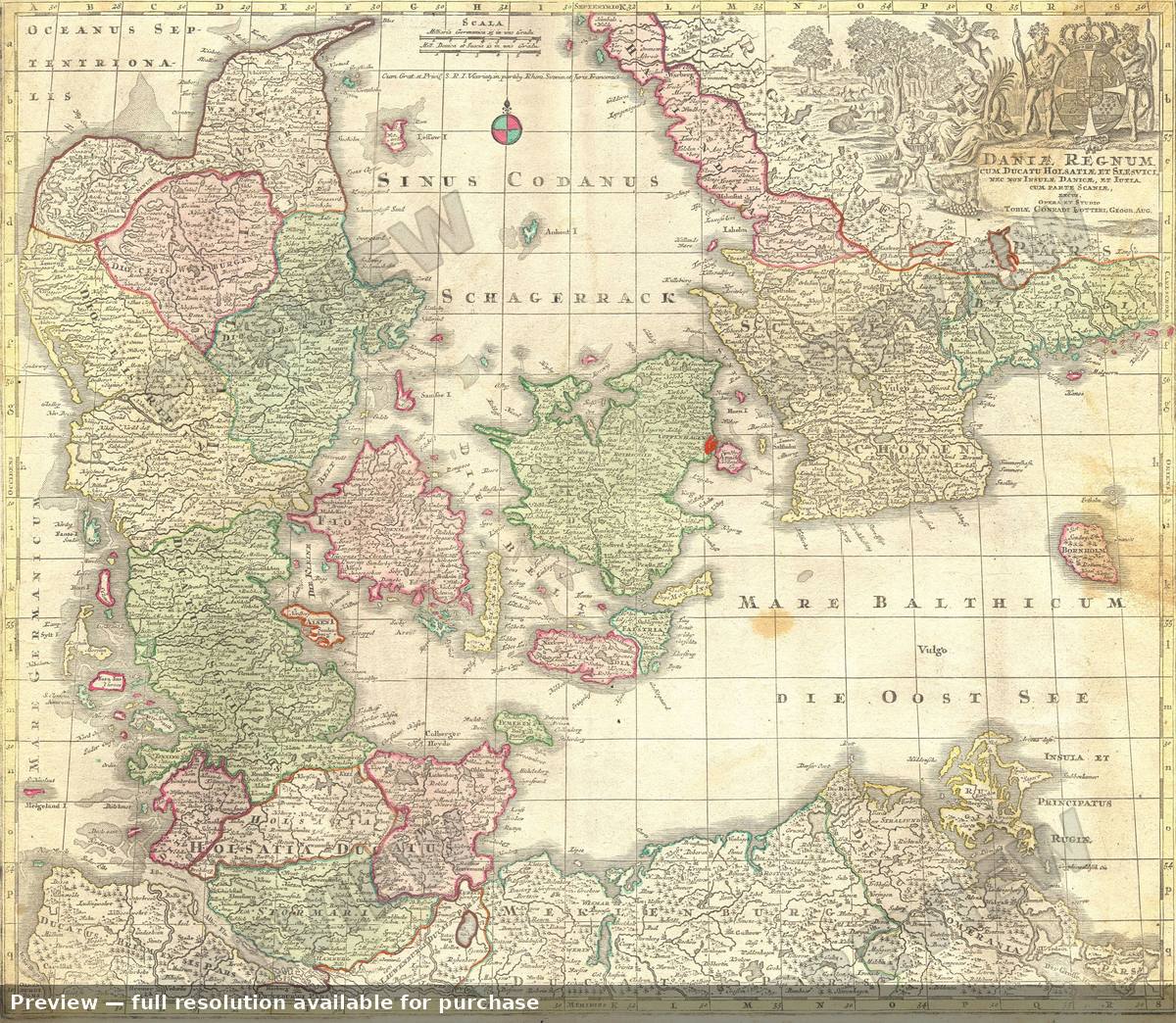 Antique map: Daniae Regnum, 1770