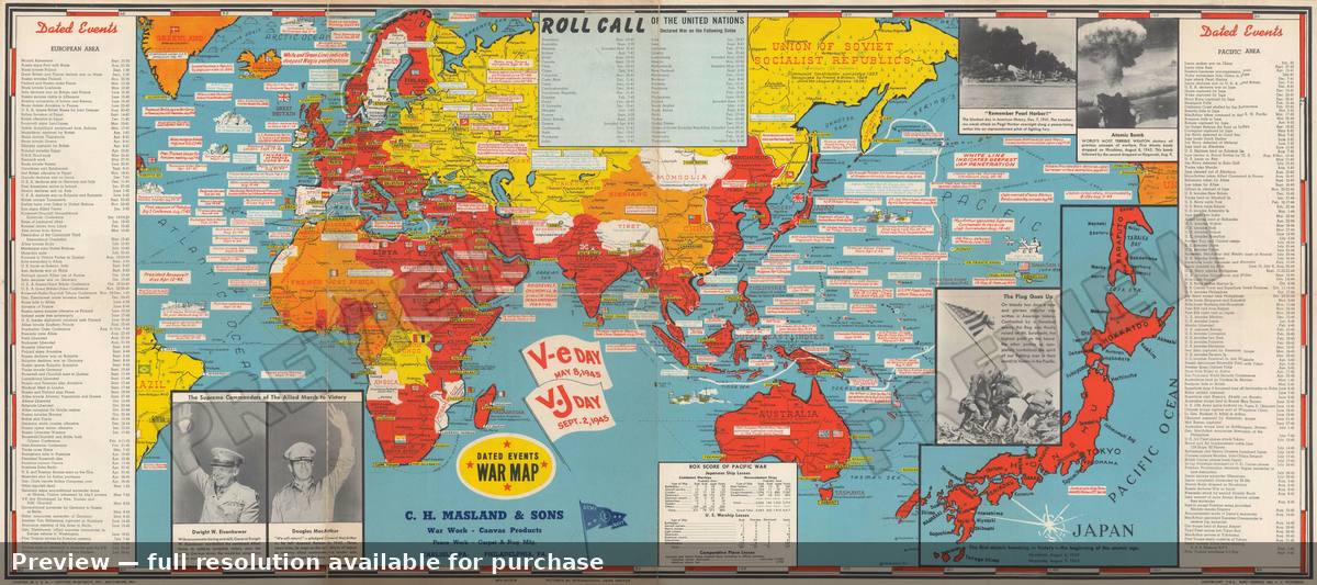 Antique map: Dated Events 28th Edition, 1945