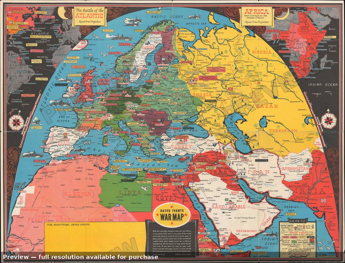 Antique map: Dated Events Third Edition, 1942