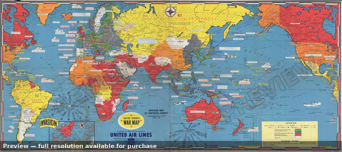 Antique map: Dated War Map, 1944, 1944
