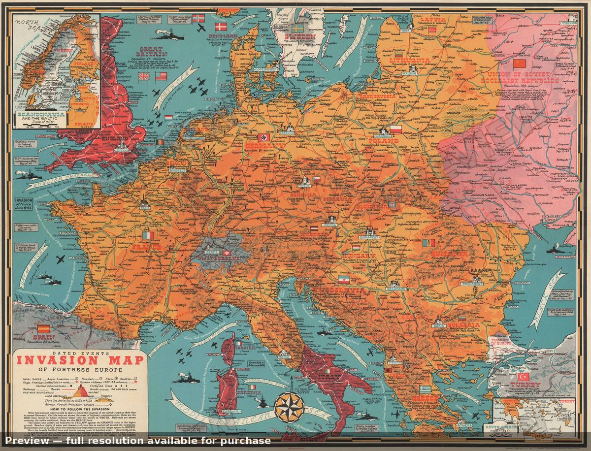 Antique map: Dated War Map 7th Ed, 1944