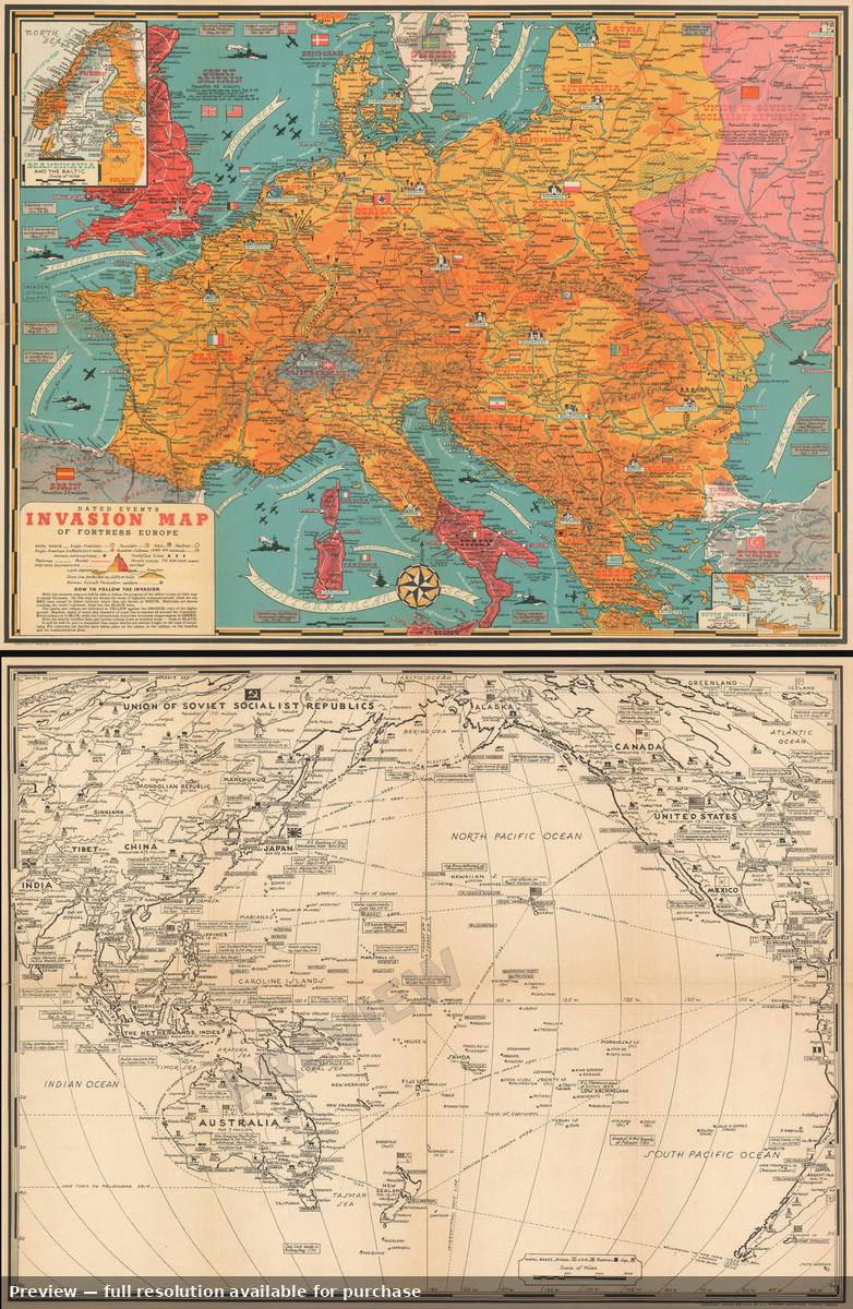 Antique map: Dated War Map 7th Ed, 1944