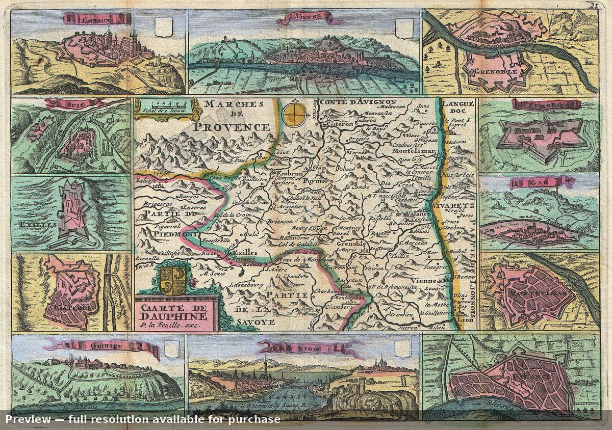 Antique map: Dauphine, 1747