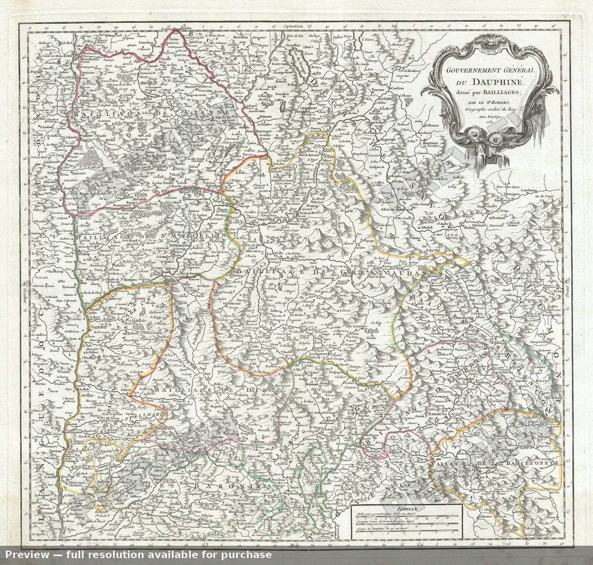 Antique map: Dauphine, 1757, 1757