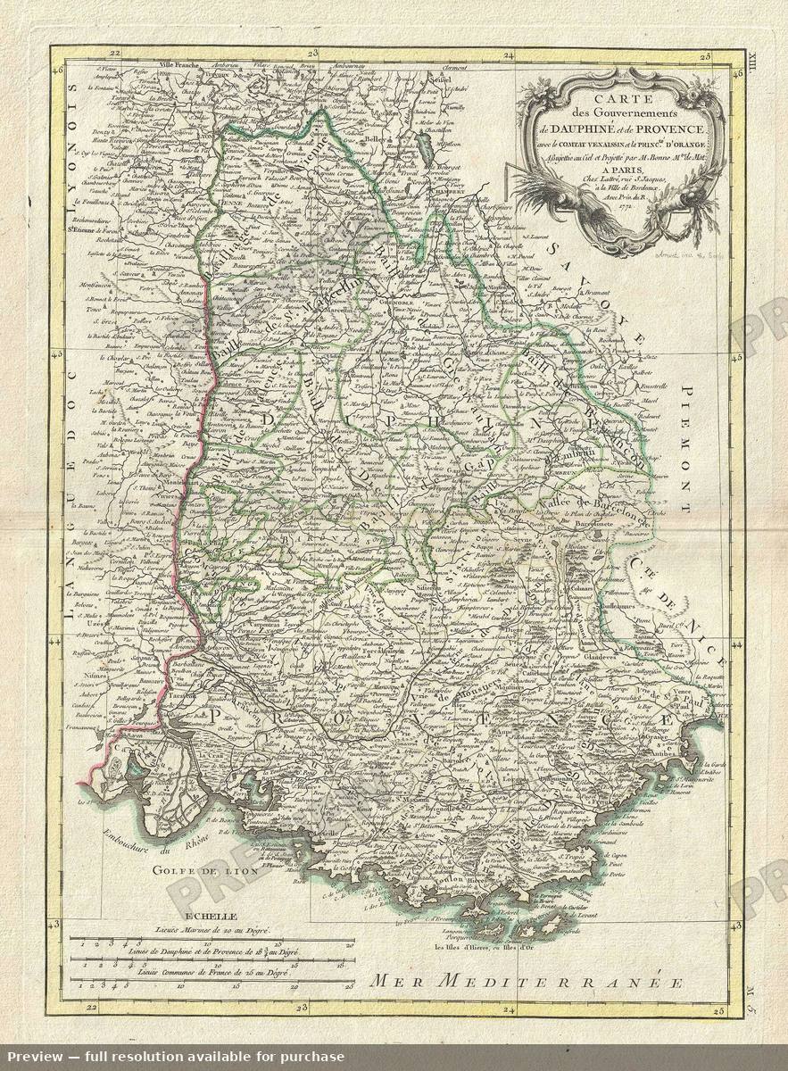 Antique map: Dauphine Provence, 1771, 1771