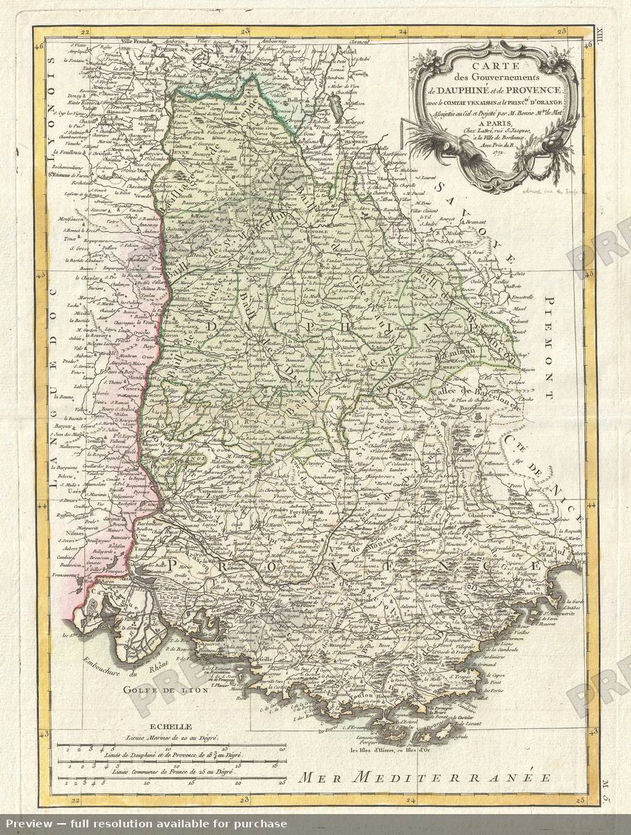 Antique map: Dauphine Provence 2, 1771