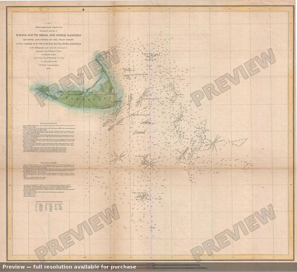 Antique map: Daviss Shoal, 1851, 1851