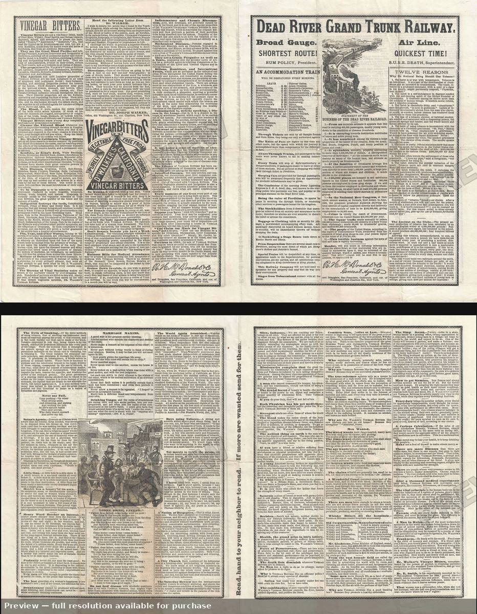 Antique map: Dead River Railway, 1869, 1869