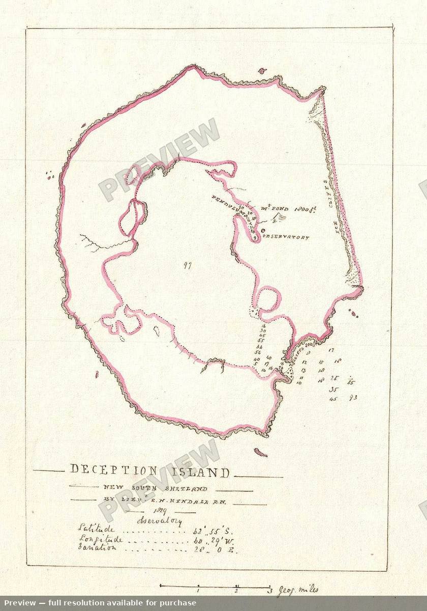 Antique map: Deception Island, 1835, 1835