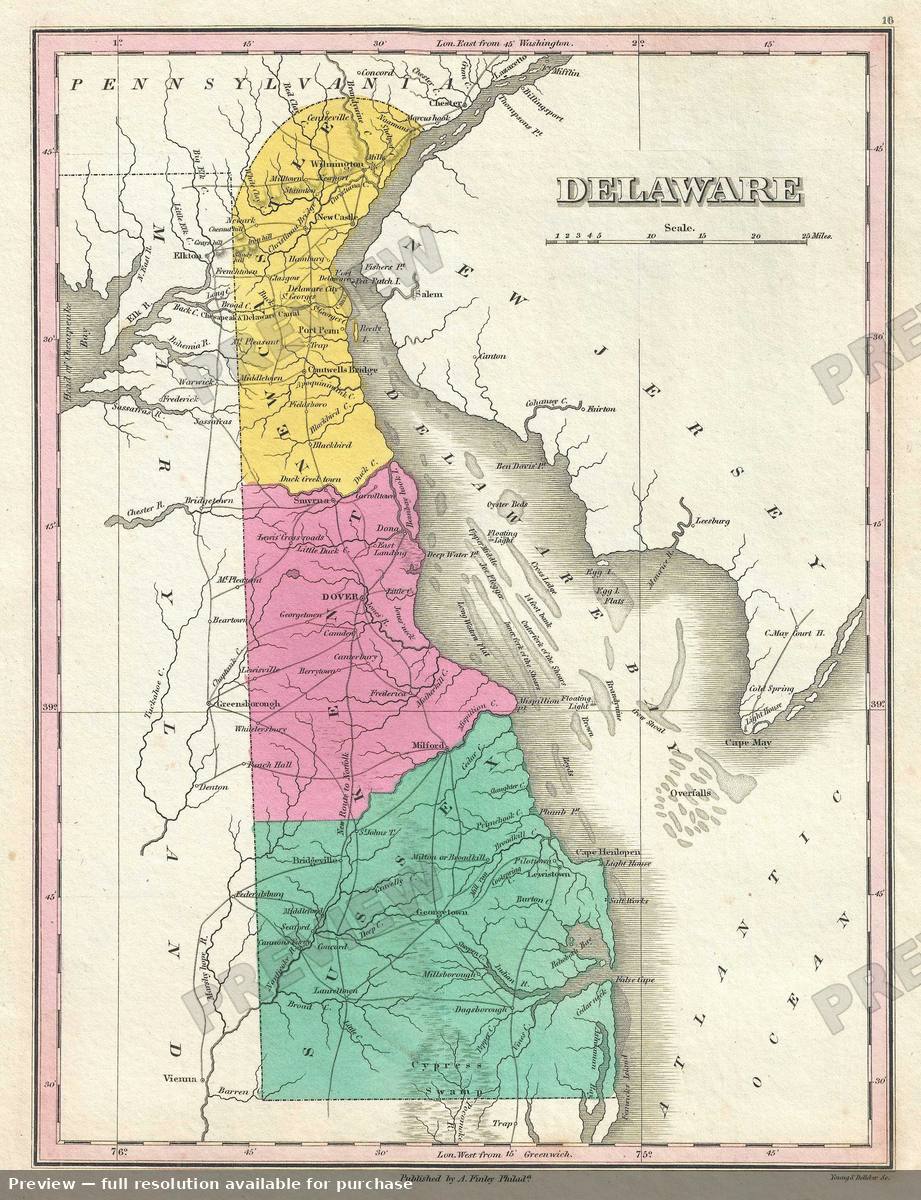 Antique map: Delaware, 1828
