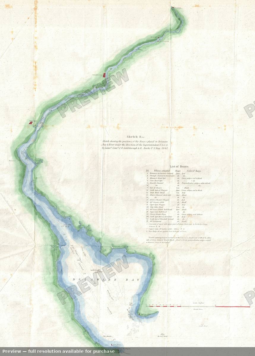 Antique map: Delaware Bay, 1848, 1848