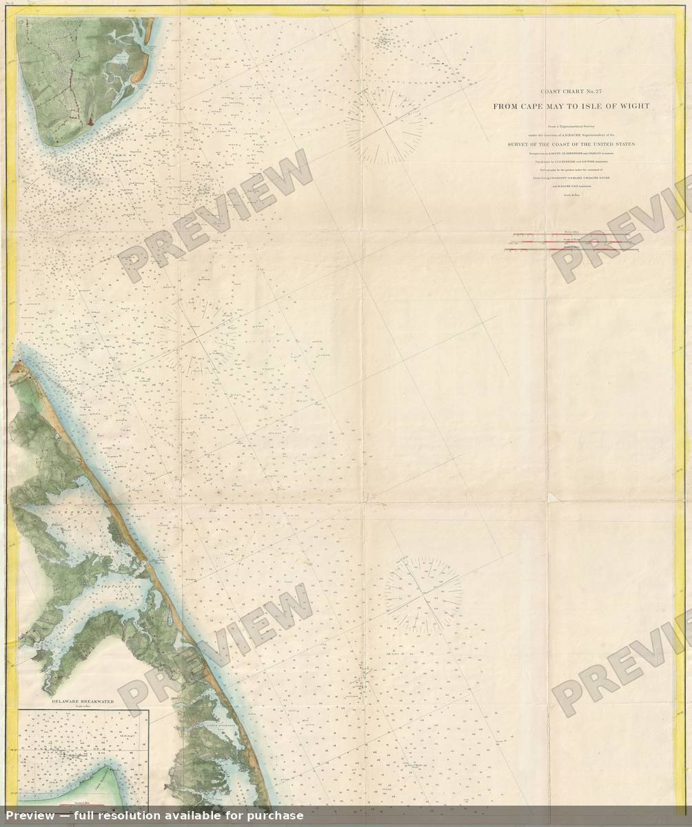 Antique map: Delaware Bay Entrance, 1866, 1866