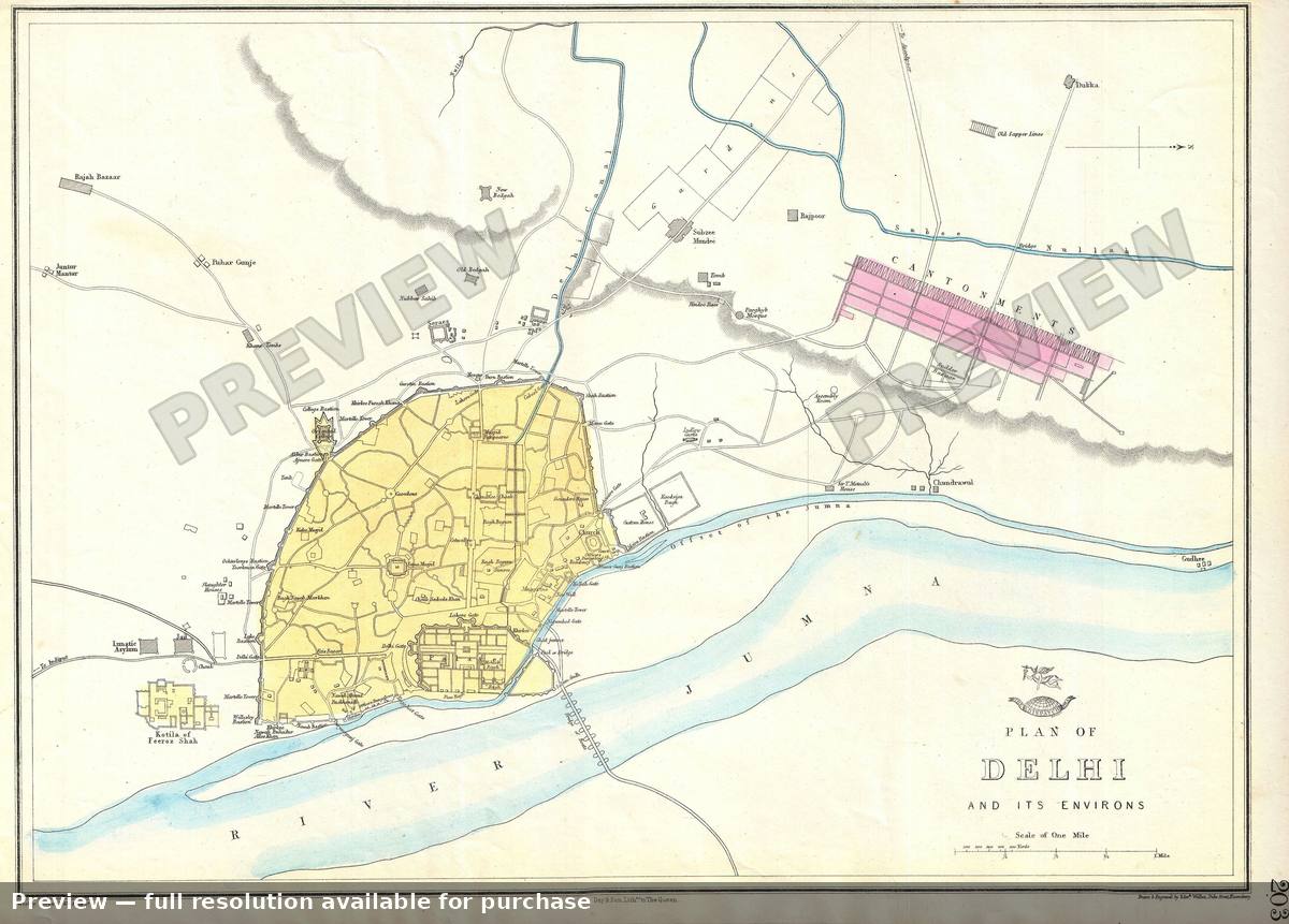 Antique map: Delhi, 1867, 1867