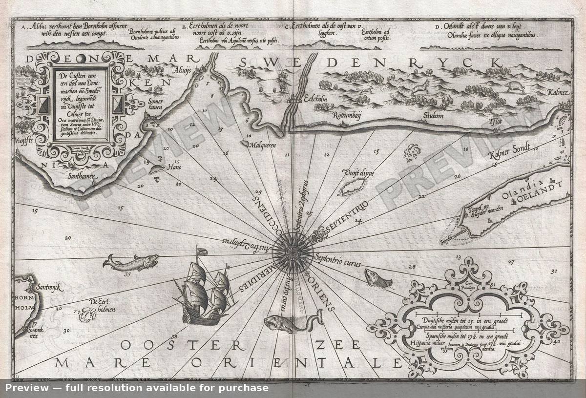 Antique map: Denemarkenen Swederyck, 1586