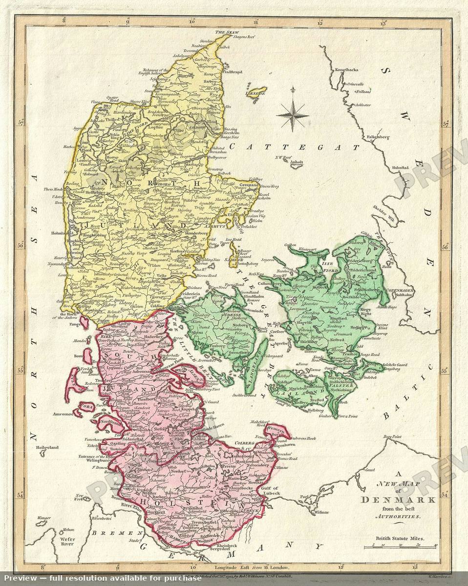 Antique map: Denmark, 1792, 1792
