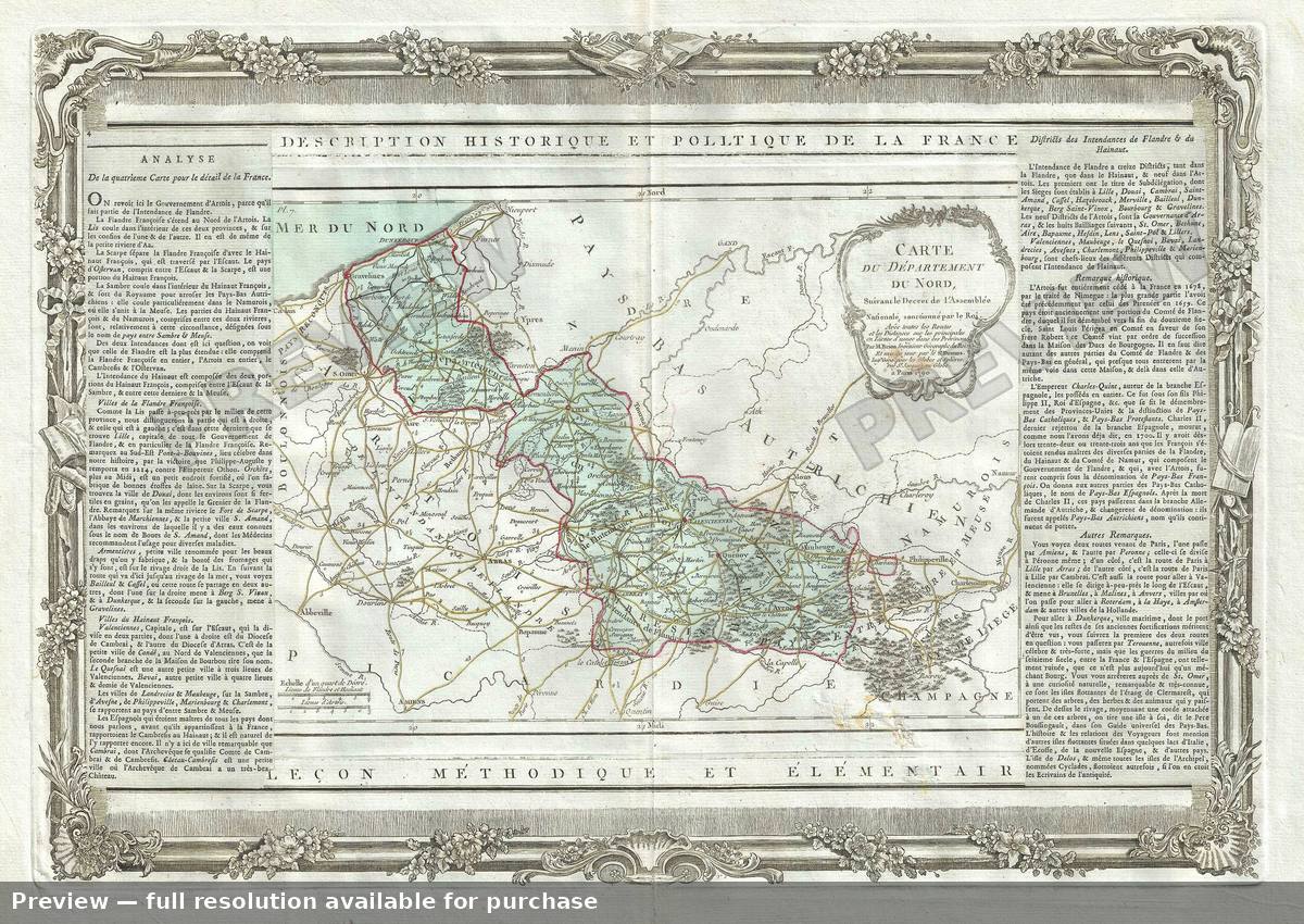 Antique map: Departement Du Nord, 1786, 1786