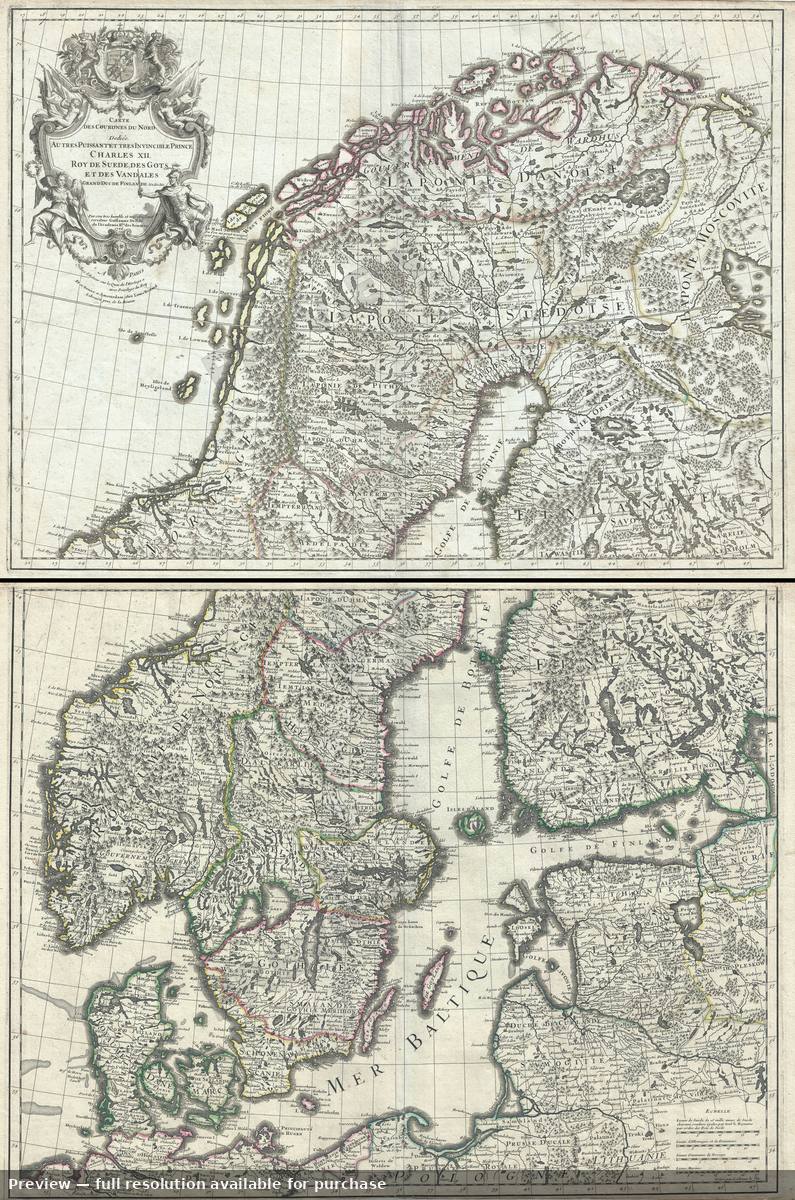 Antique map: Des Courones Du Nord, 1706, 1706