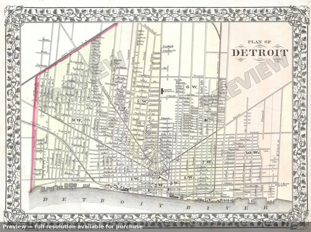 Antique map: Detroit, 1872, 1872