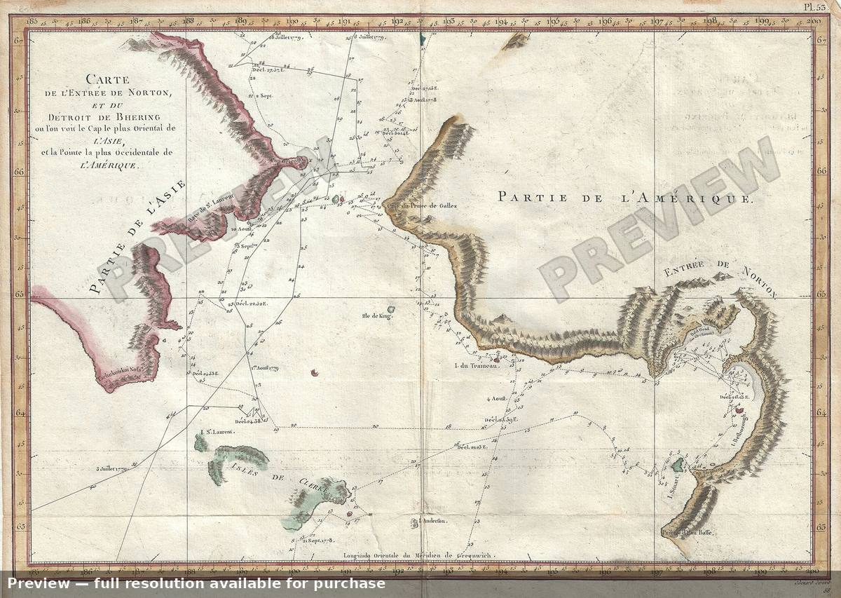 Antique map: Detroit De Bhering, 1785