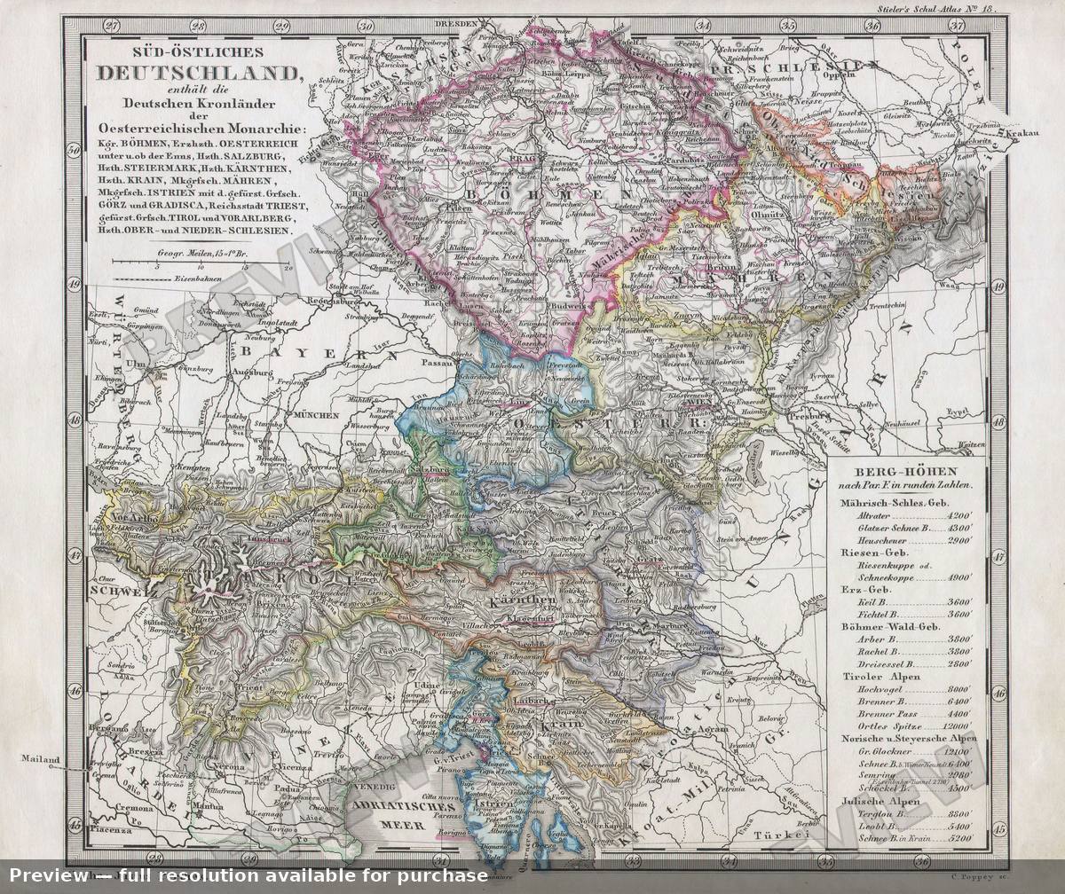 Antique map: Deutchland SE, 1862, 1862