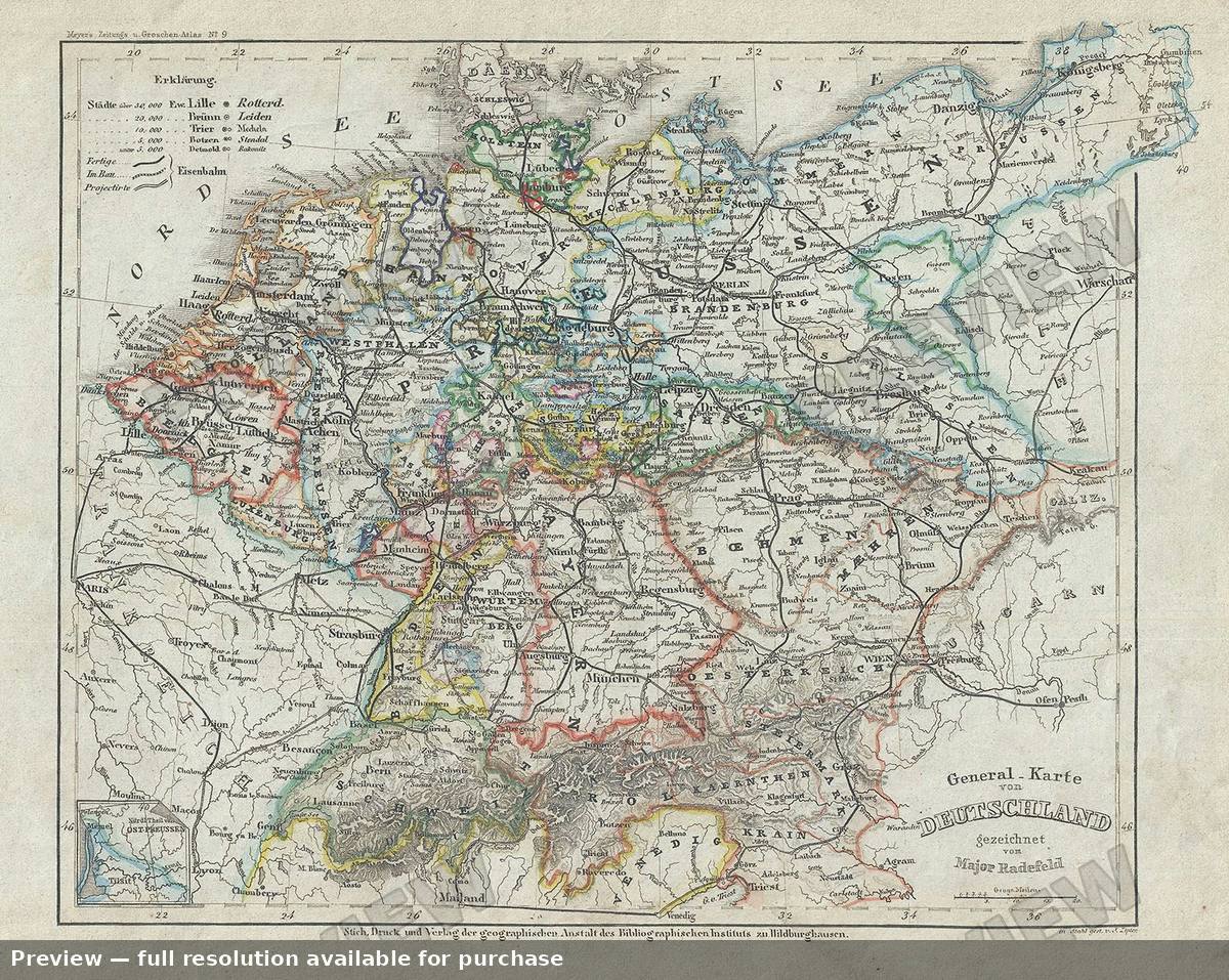 Antique map: Deutschland, 1852