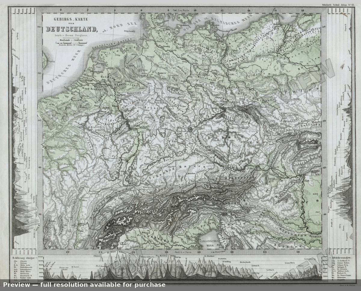 Antique map: Deutschland Phy, 1862, 1862