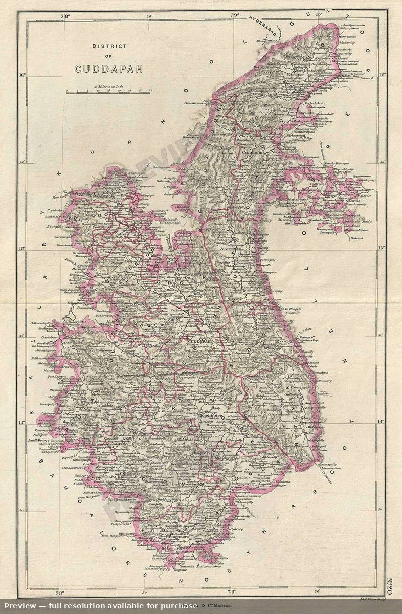 Antique map: District Cuddapah, 1854, 1854