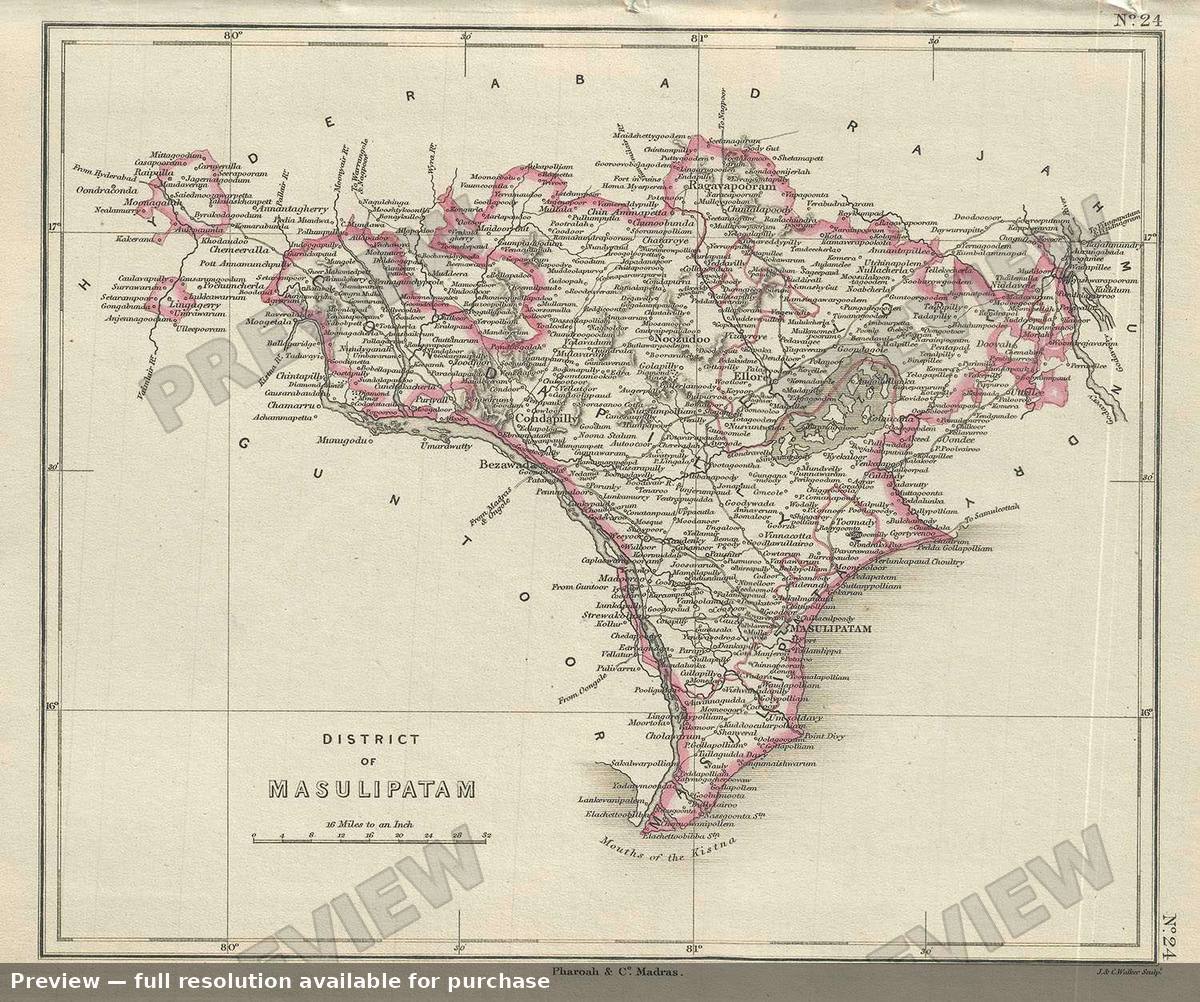 Antique map: District Masulipatam, 1854