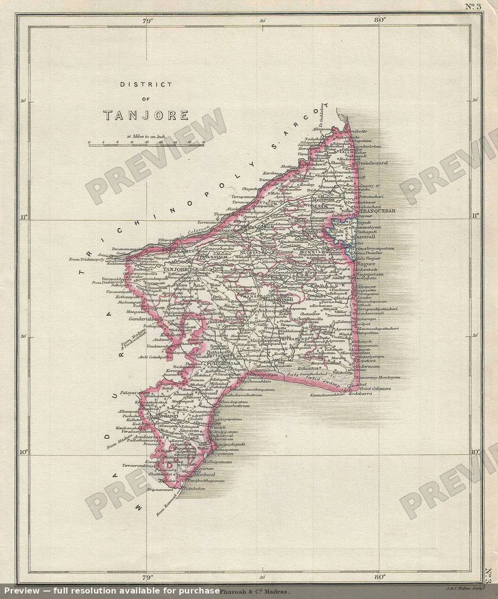 Antique map: District Tanjore, 1854, 1854